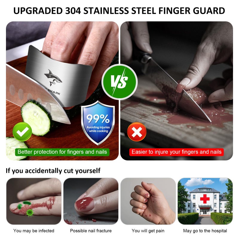 MAD SHARK Chef Finger Guards for Cutting with Gift Box, 2pcs Premium 304 Stainless Steel Finger Protectors for Cutting, Slicing and Chopping Vegetables, Fruits and Meat, Avoid Hurting Kitchen Tools - Image 4